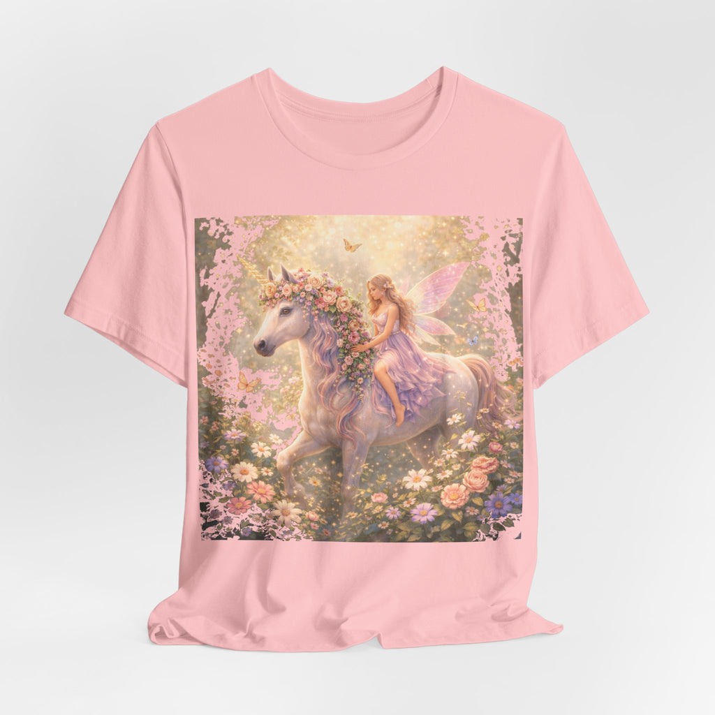 Fairy and Unicorn Tee — Whimsical Garden Fantasy T-Shirt