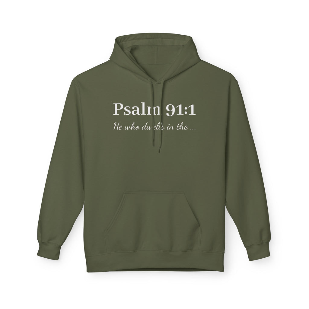 Psalm 91:1 Hoodie — He Who Dwells Christian Scripture Pullover