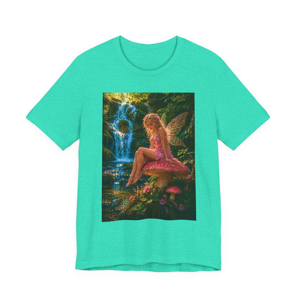 Fairy Garden T-Shirt – Enchanted Pink Fairy by Waterfall