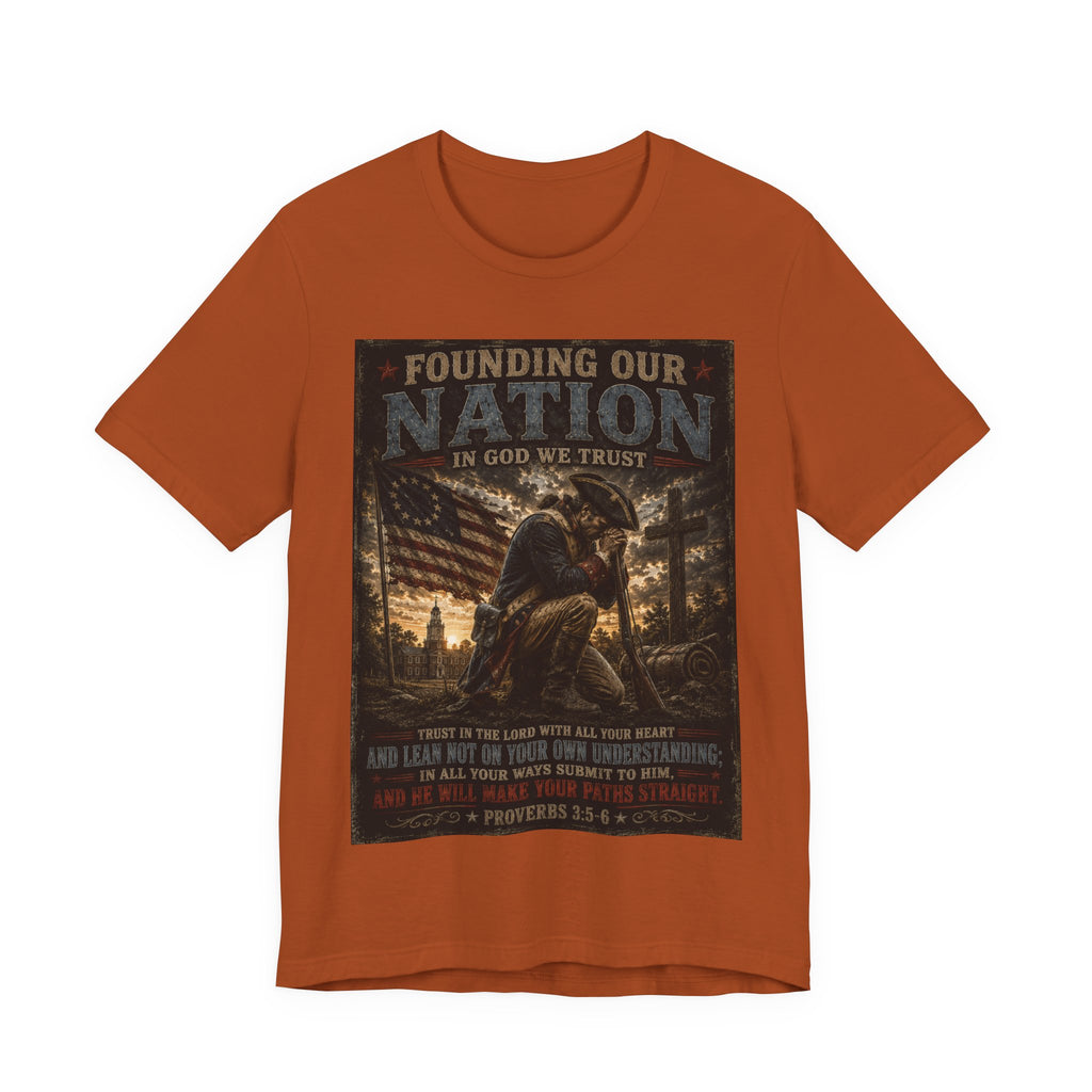 Founding Our Nation Eagle T-Shirt — "In God We Trust" Patriotic Christian Tee