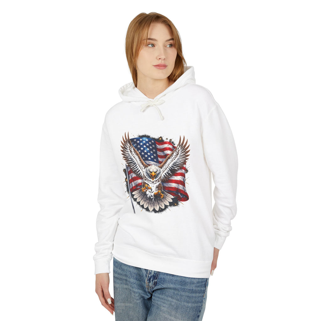 American Eagle Hoodie — Patriotic Bald Eagle with USA Flag Graphic