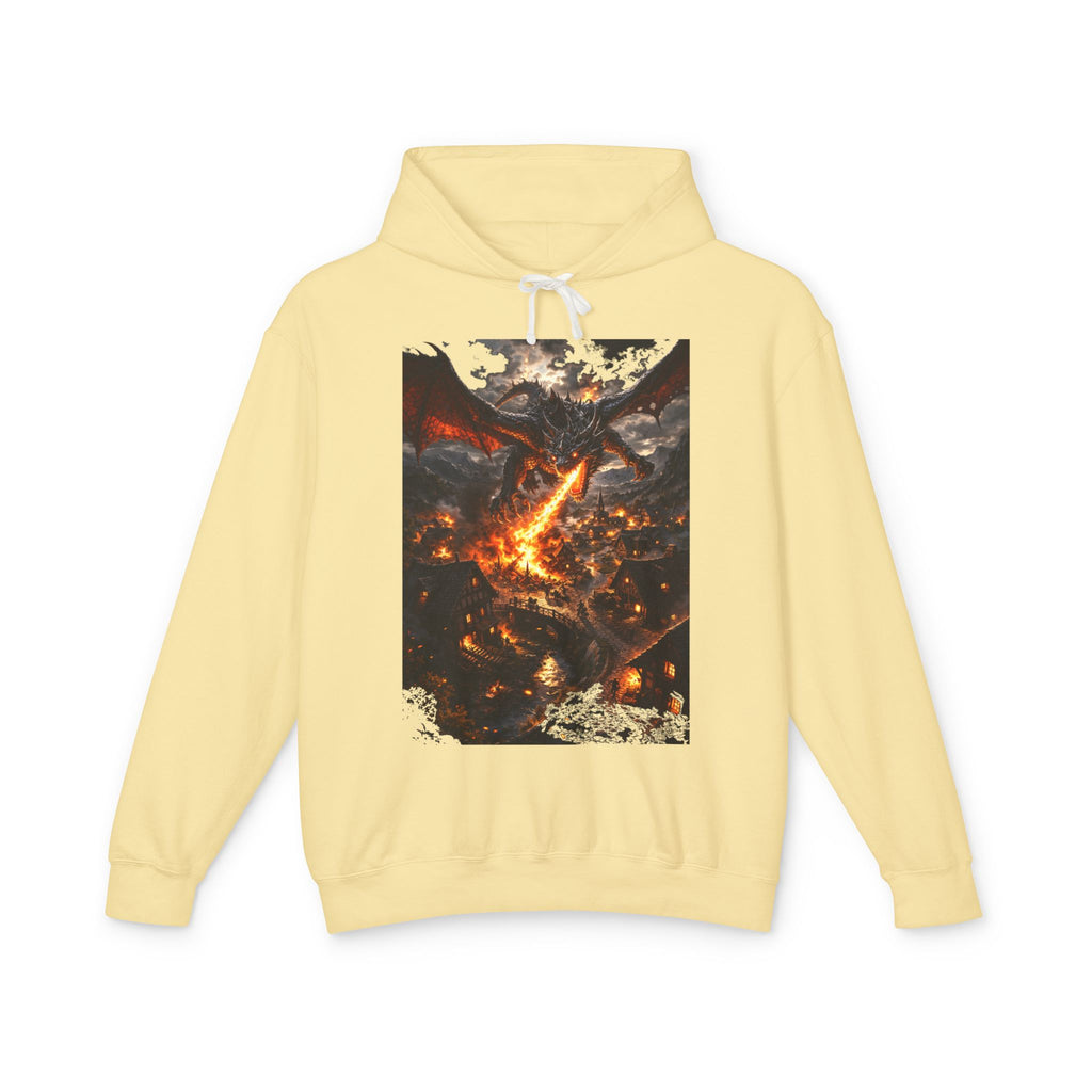 Dragon Fire Graphic Hoodie — Fantasy Lava Dragon Illustration Sweatshirt