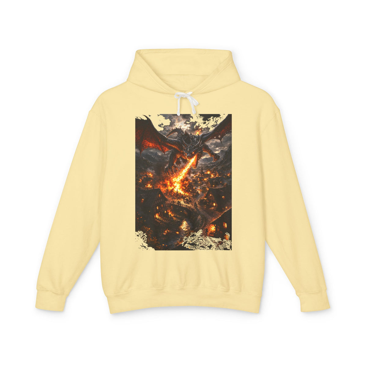 Dragon Fire Graphic Hoodie — Fantasy Lava Dragon Illustration Sweatshirt