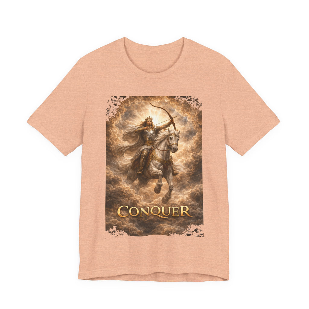 The white horse from Revelation 6:1-2! T‑Shirt — "Conquer" Warrior Archer Graphic Tee