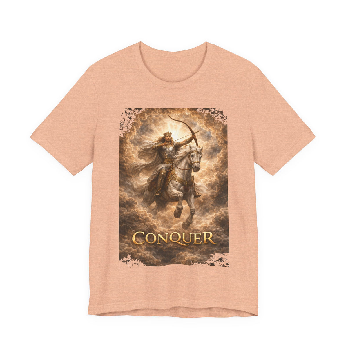 The white horse from Revelation 6:1-2! T‑Shirt — "Conquer" Warrior Archer Graphic Tee