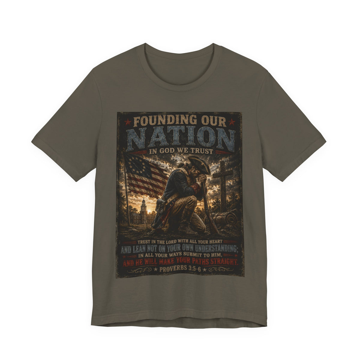 Founding Our Nation Eagle T-Shirt — "In God We Trust" Patriotic Christian Tee