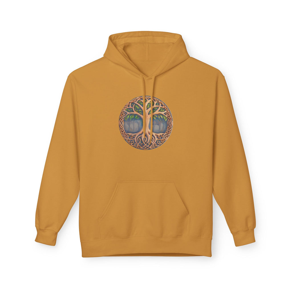 Yggdrasil Tree of Life Cotton Hoodie — Botanical Circle Art Sweatshirt