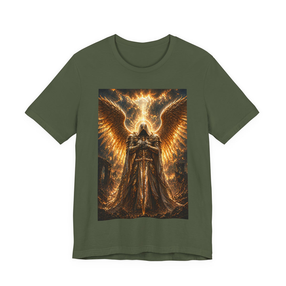 Golden Angel wings graphic Tee | Gothic celestial warrior shirt
