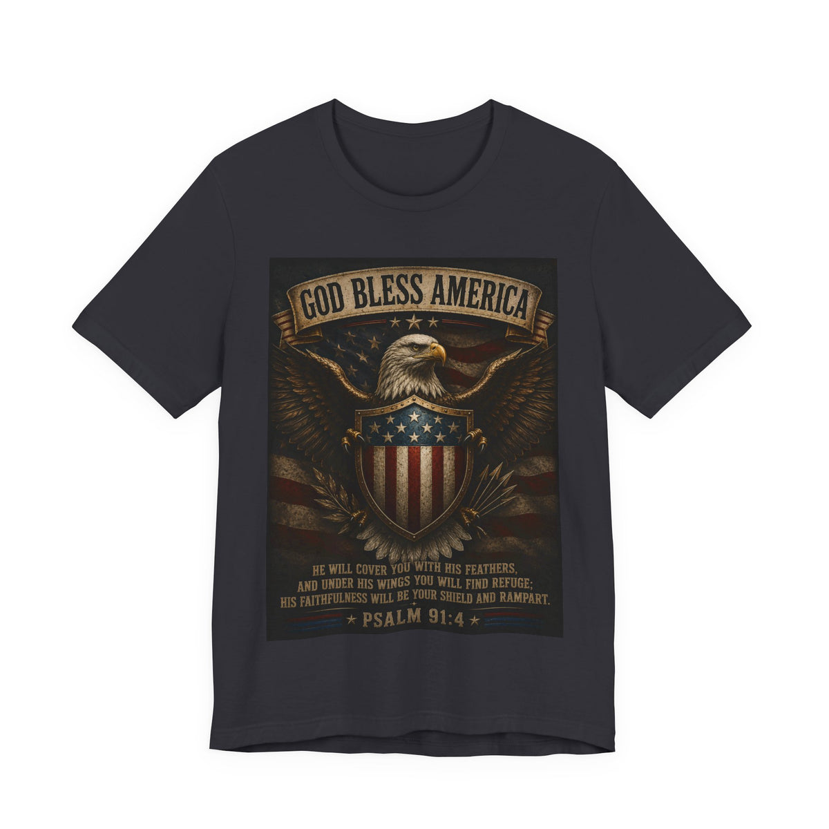 God Bless America Eagle T-Shirt – Patriotic Psalm 91:4 Graphic Tee