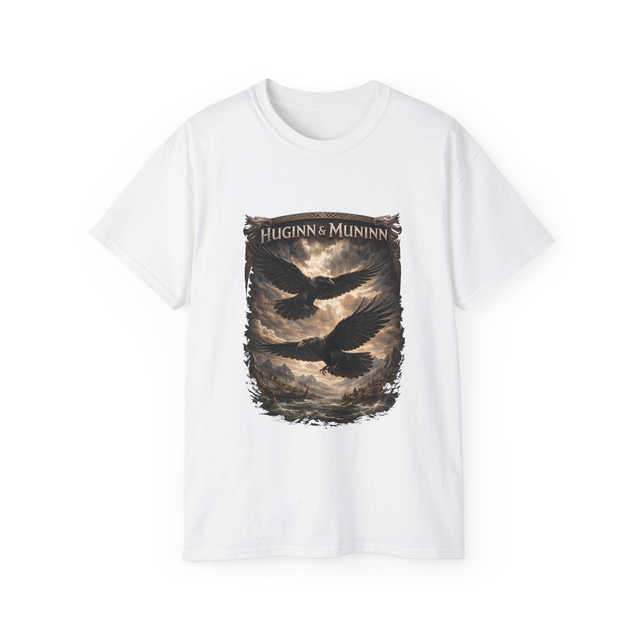 Huginn and Muninn,  are two ravens in Norse mythology who are helping spirits of the god Odin- Cotton Tee