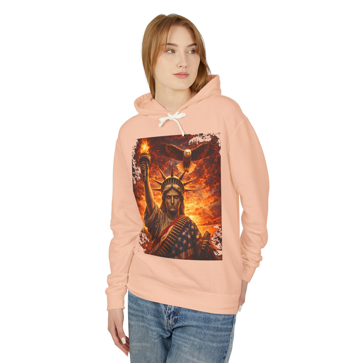Statue of Liberty Flame Graphic Hoodie — Patriot Fire Art Sweatshirt