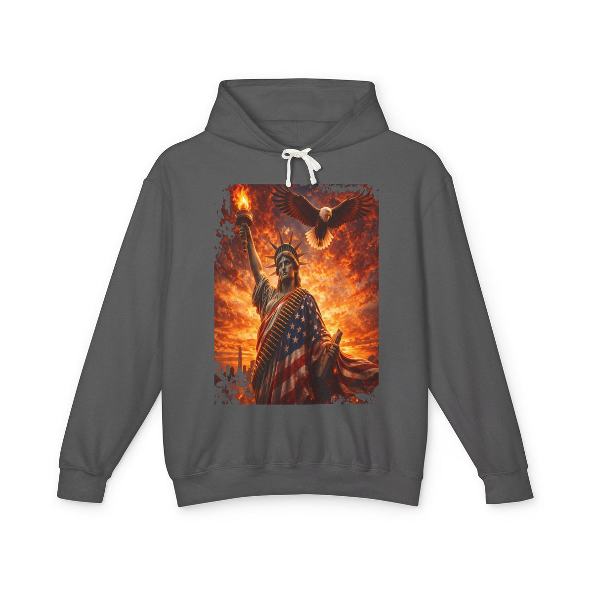 Statue of Liberty American Flag Hoodie — Patriotic Liberty Eagle Sweatshirt