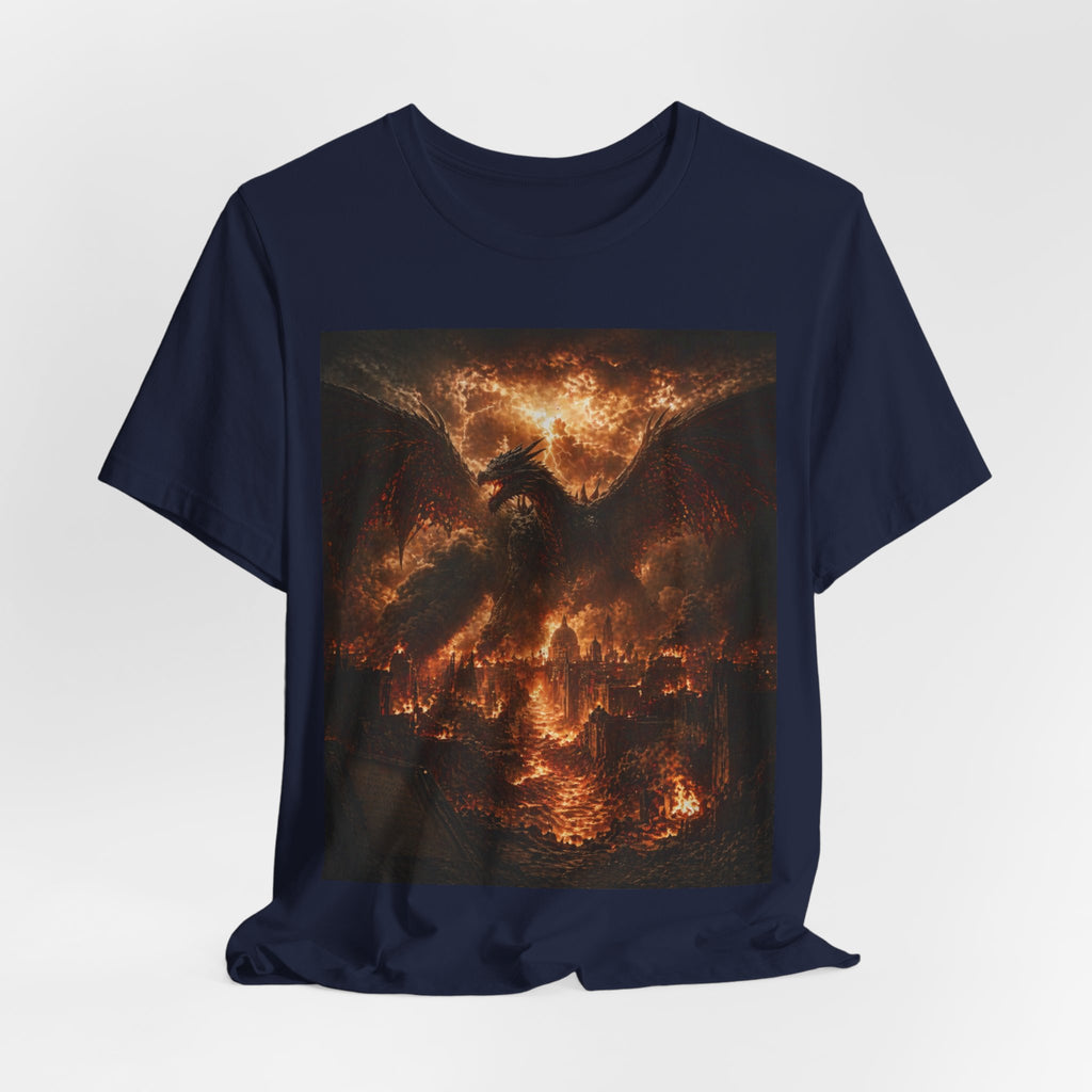 Demonic Dragon Fire End of times Tee — Dark Graphic Shirt of the final battel betten Satan and Miichael the arch angel