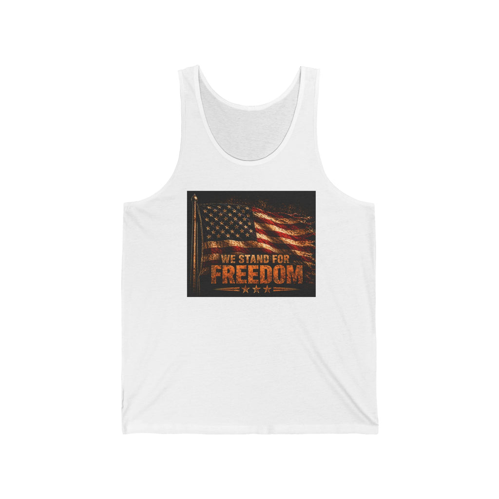 Freedom Flag Tank Top - "We Stand For Freedom" Patriotic American Flag Tee