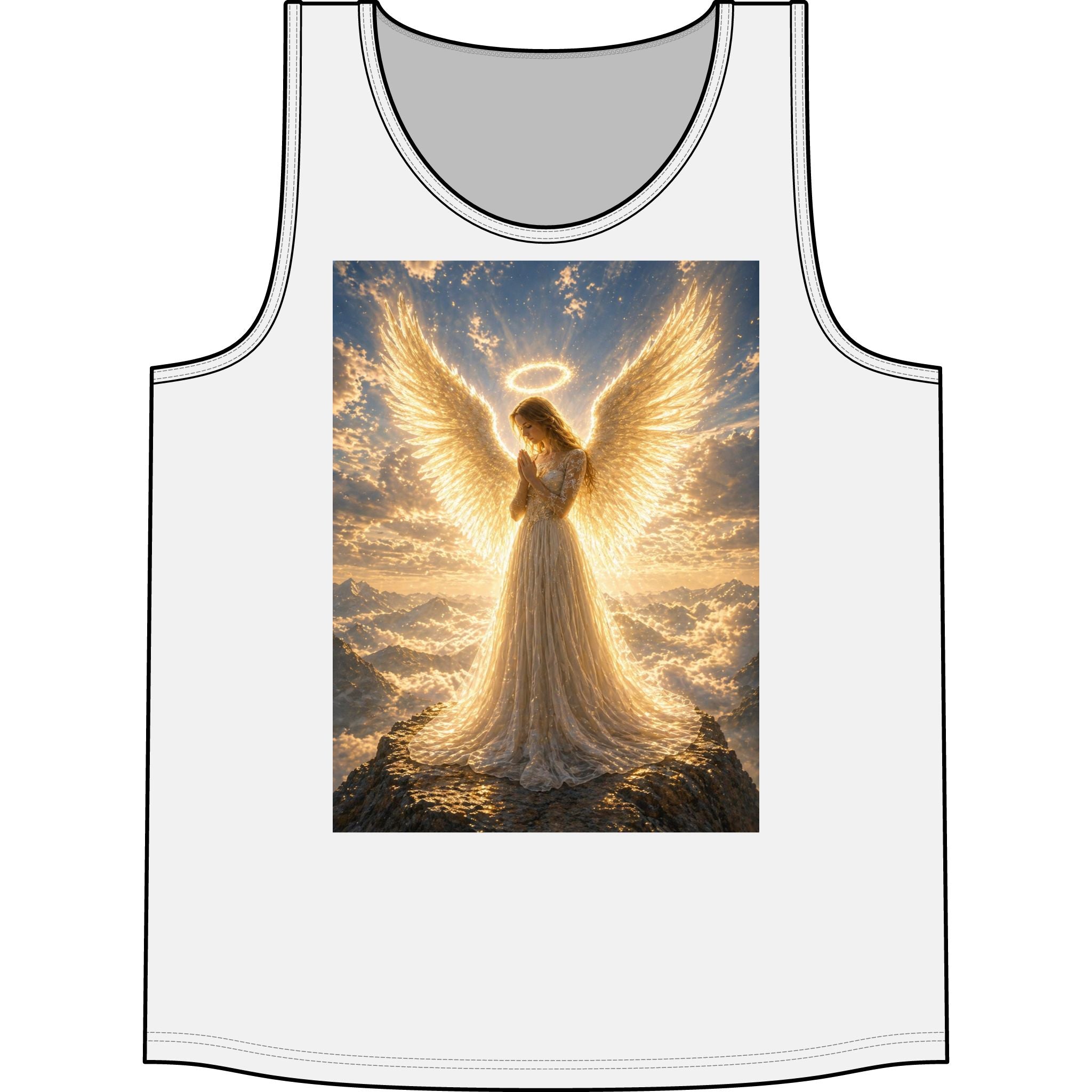 Angel Halo Tank Top — Golden Wings Spiritual Graphic Tank