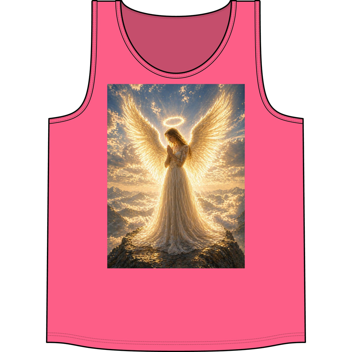 Angel Halo Tank Top — Golden Wings Spiritual Graphic Tank