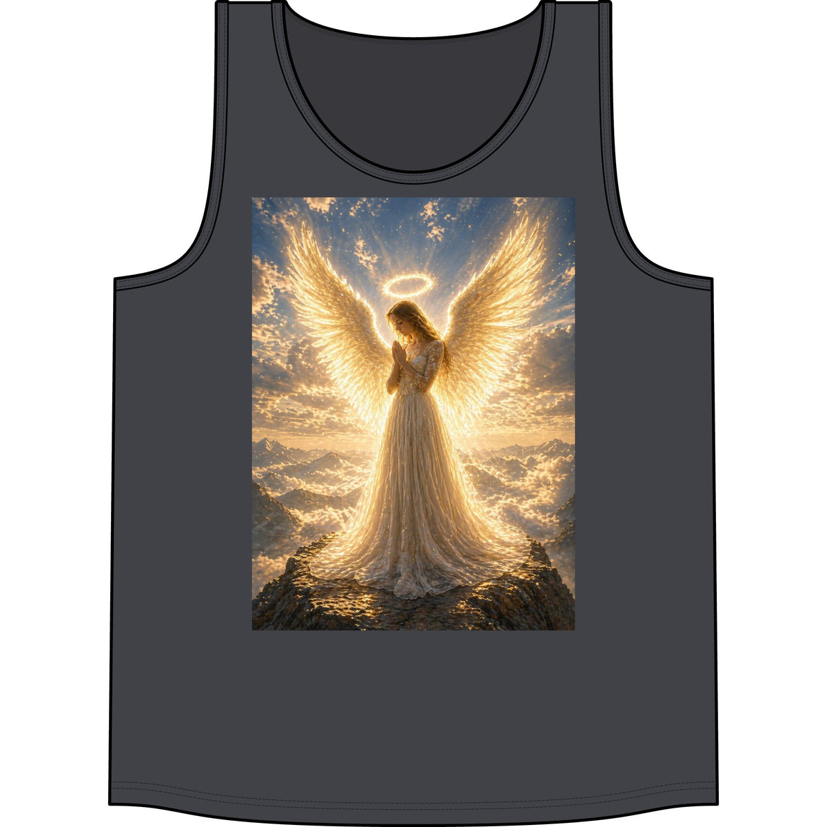 Angel Halo Tank Top — Golden Wings Spiritual Graphic Tank