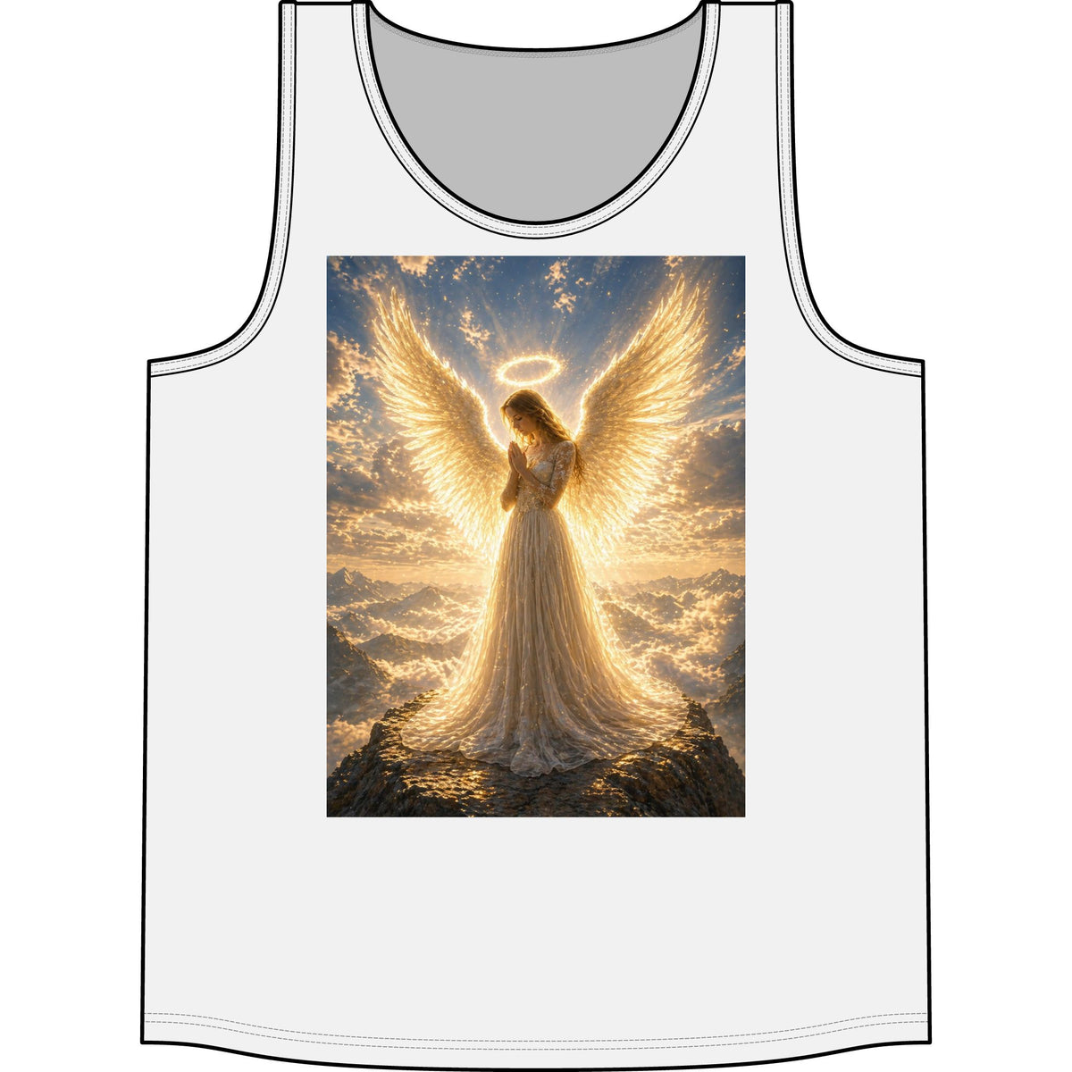 Angel Halo Tank Top — Golden Wings Spiritual Graphic Tank