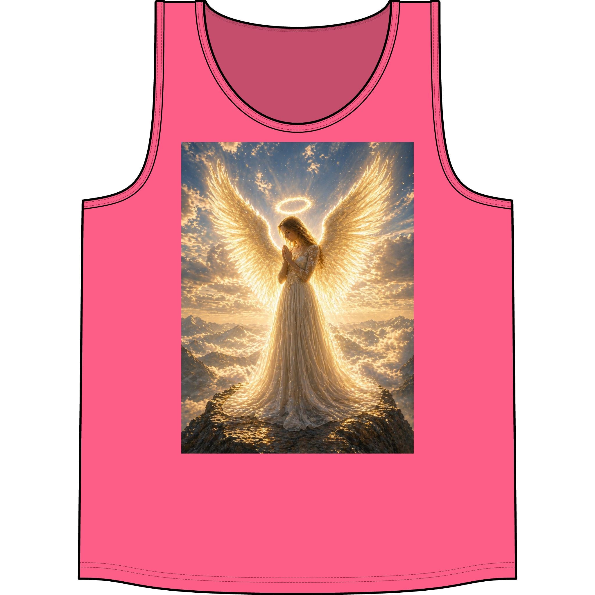 Angel Halo Tank Top — Golden Wings Spiritual Graphic Tank