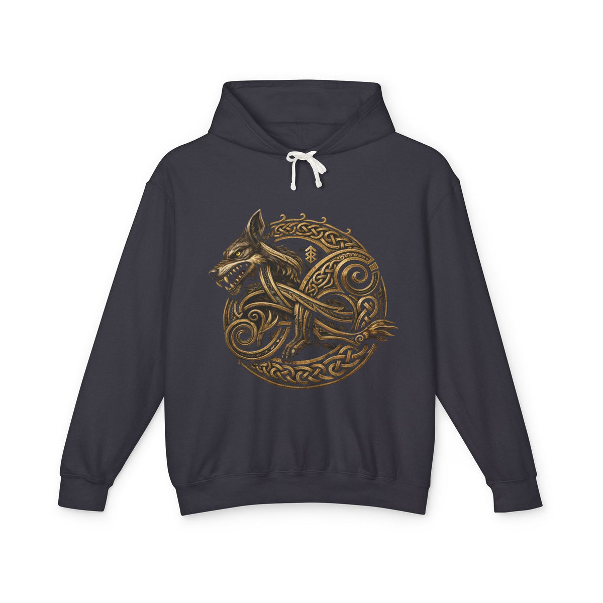 Viking Wolf Circle Hoodie — Norse Celtic Rune Graphic Sweatshirt