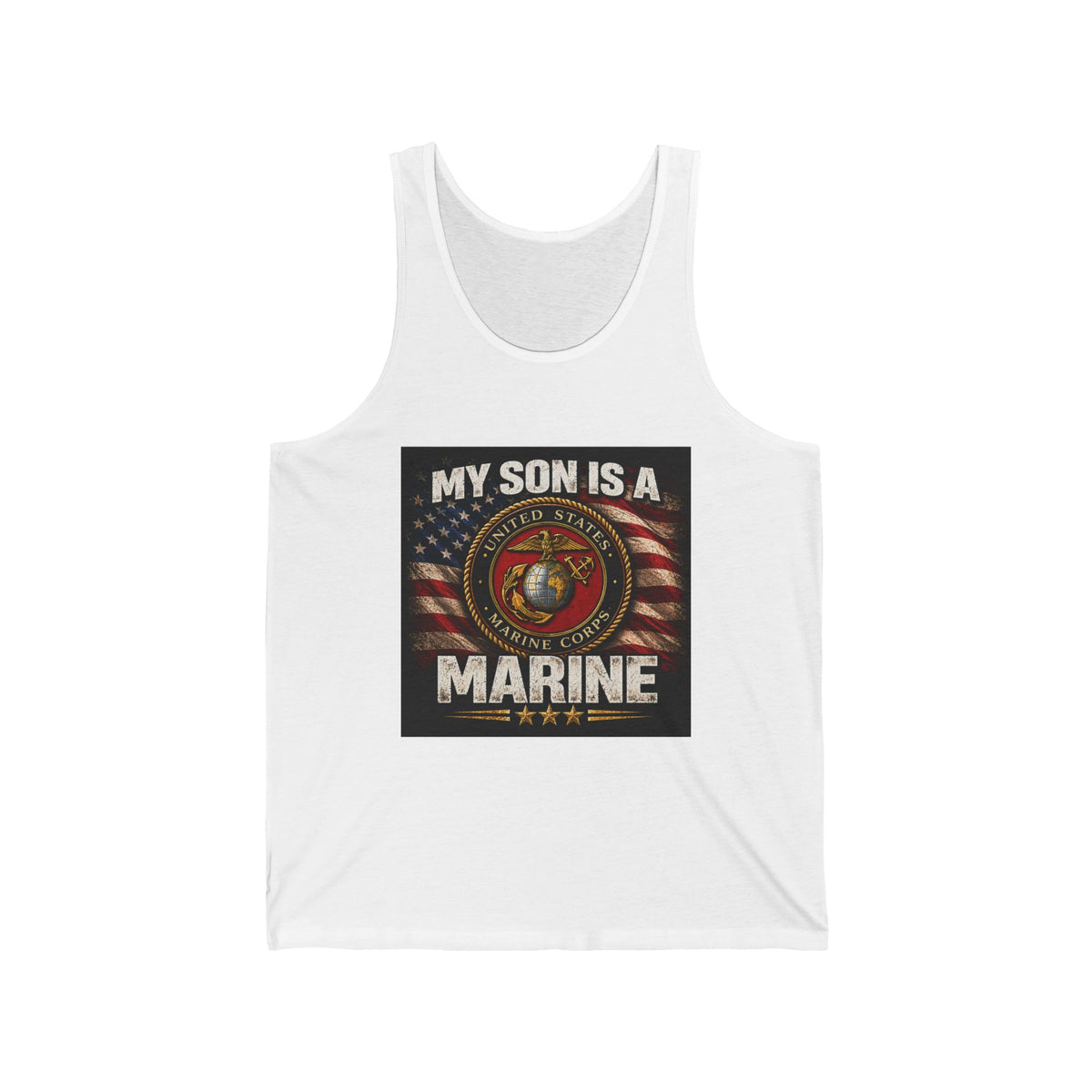 Marine Mom Tank Top — "My Son Is A Marine" Patriotic USMC Flag Design