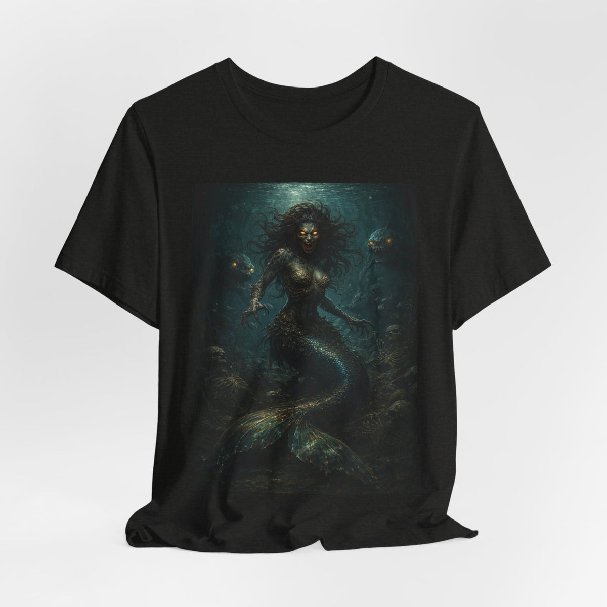 Mermaid Gothic Art Tee — Dark Fantasy Ocean Siren T-Shirt