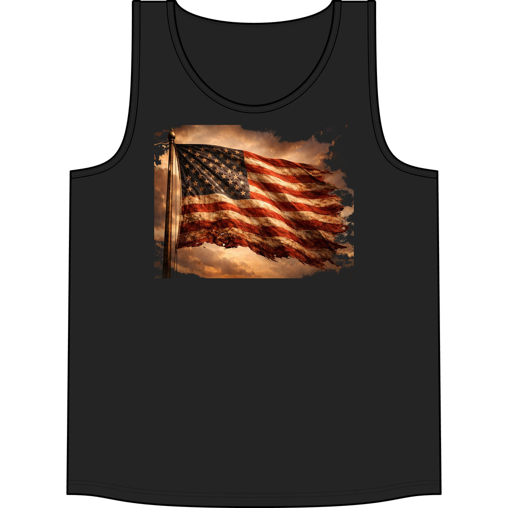 Patriotic American Flag Tank Top — Vintage Distressed Stars & Stripes