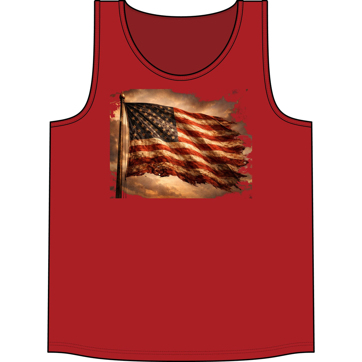 Patriotic American Flag Tank Top — Vintage Distressed Stars & Stripes