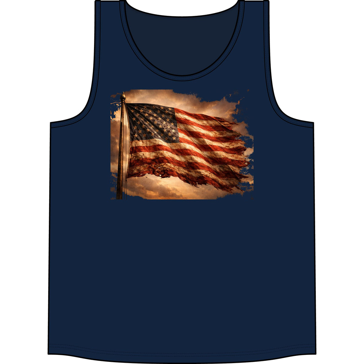 Patriotic American Flag Tank Top — Vintage Distressed Stars & Stripes
