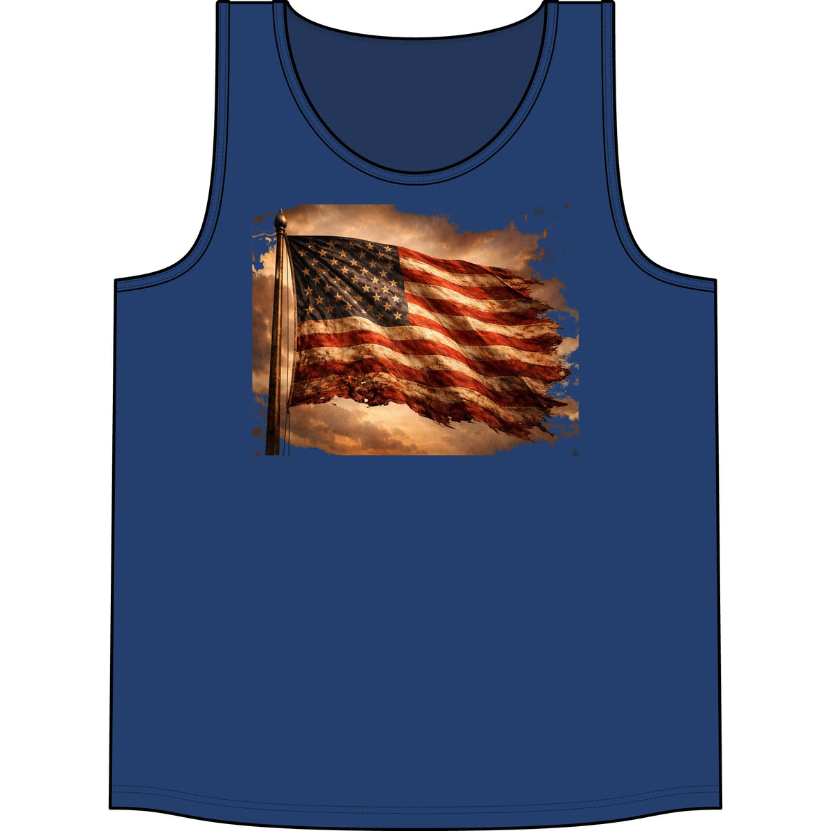 Patriotic American Flag Tank Top — Vintage Distressed Stars & Stripes
