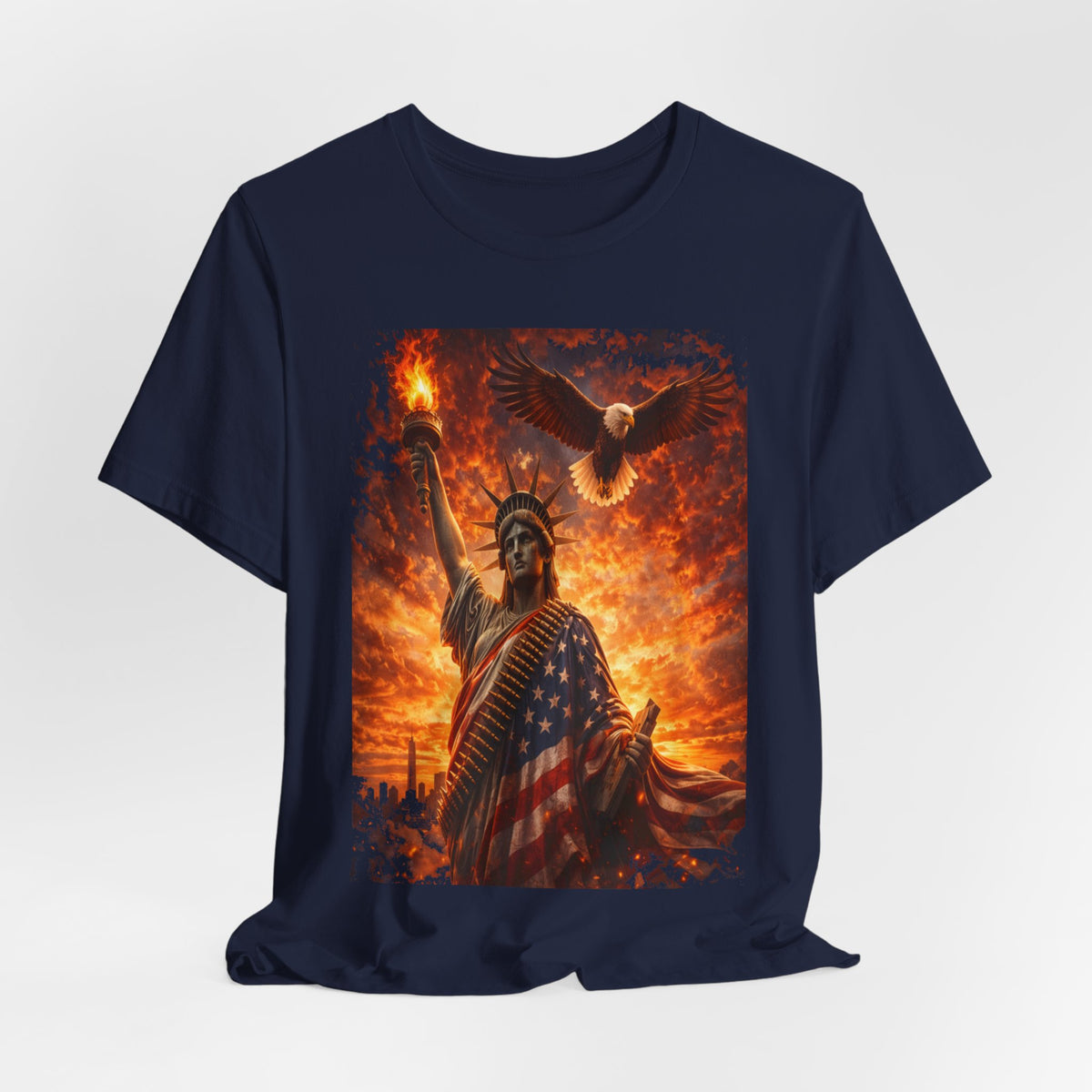 Liberty & Pride T-Shirt — Statue of Liberty with American Flag and Dove