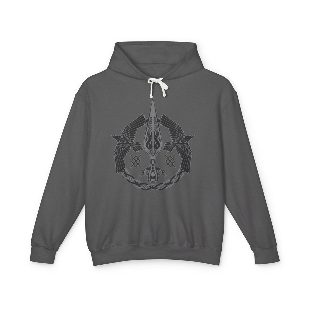 Viking Raven Spear Hoodie — Norse Mythology Graphic Sweatshirt