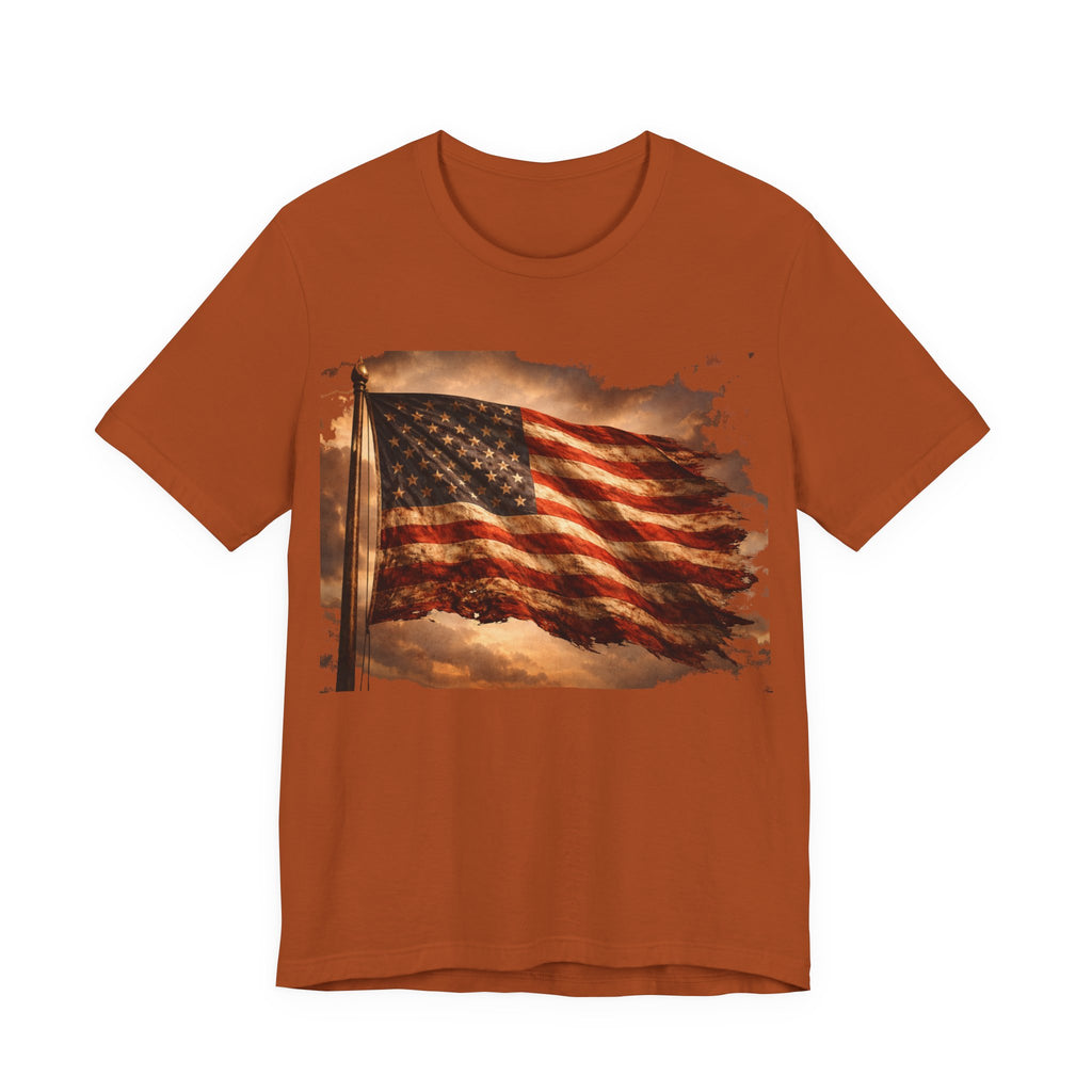 Distressed American Flag T‑Shirt — Vintage Patriotic Tee for 4th of July & Veterans