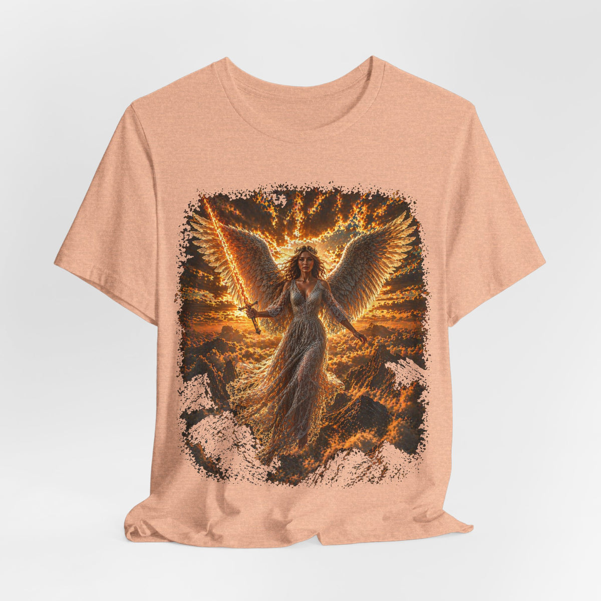 Angel Wings Graphic Tee — Fiery Guardian Angel Design