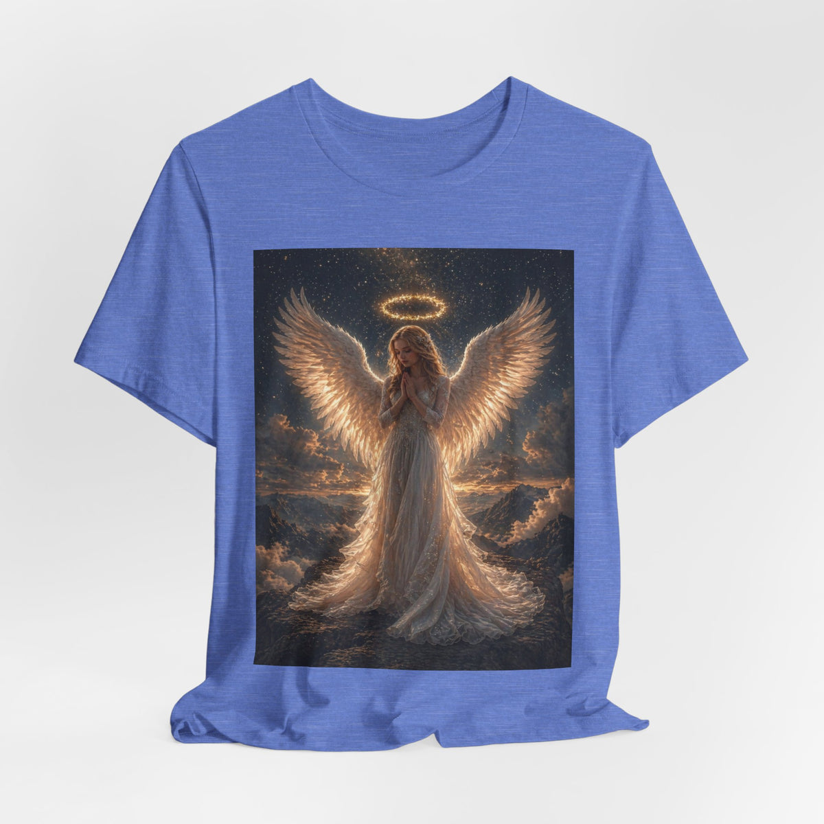 Angel Wings Graphic Tee — Glowing Halo Spiritual T-Shirt