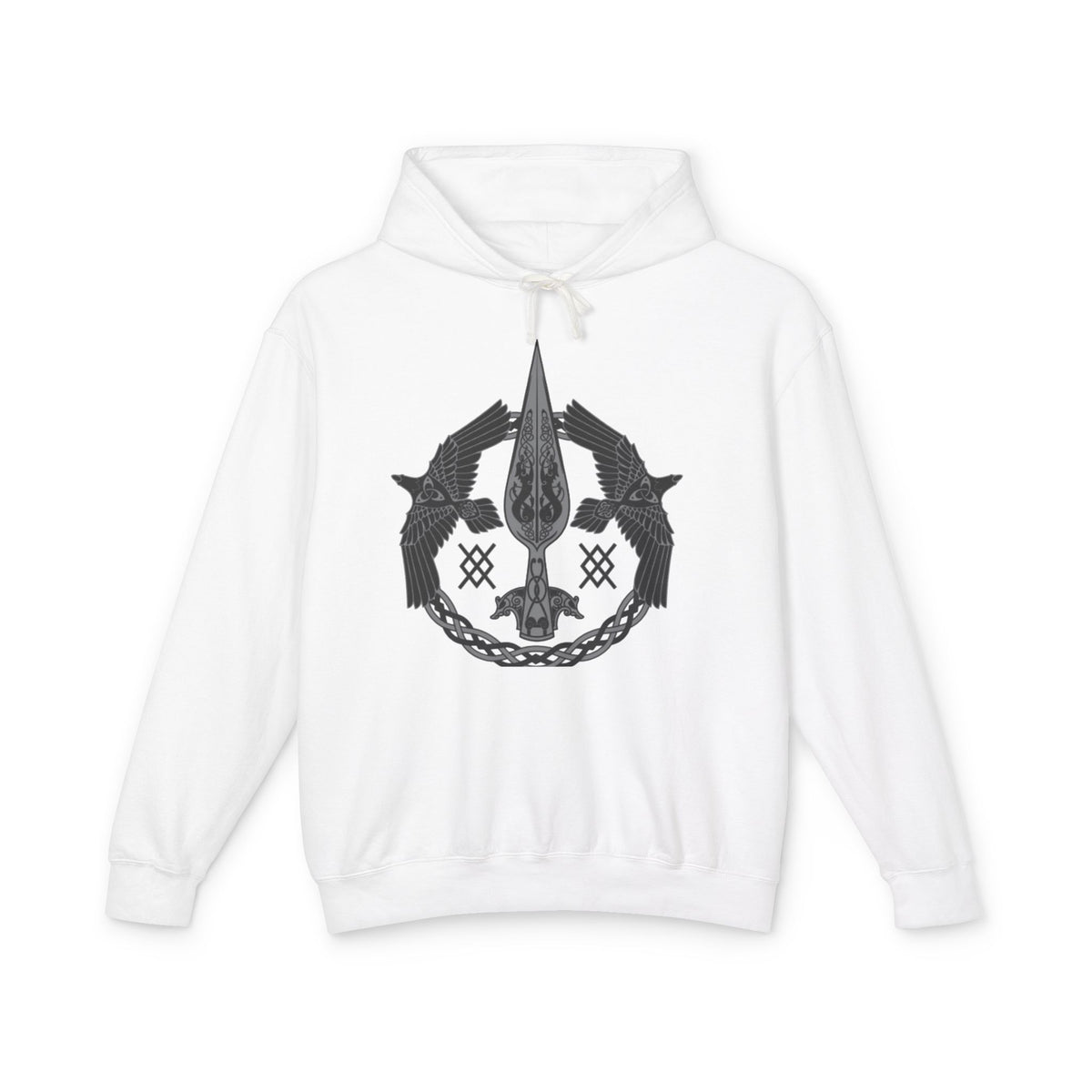 Viking Raven Spear Hoodie — Norse Mythology Graphic Sweatshirt