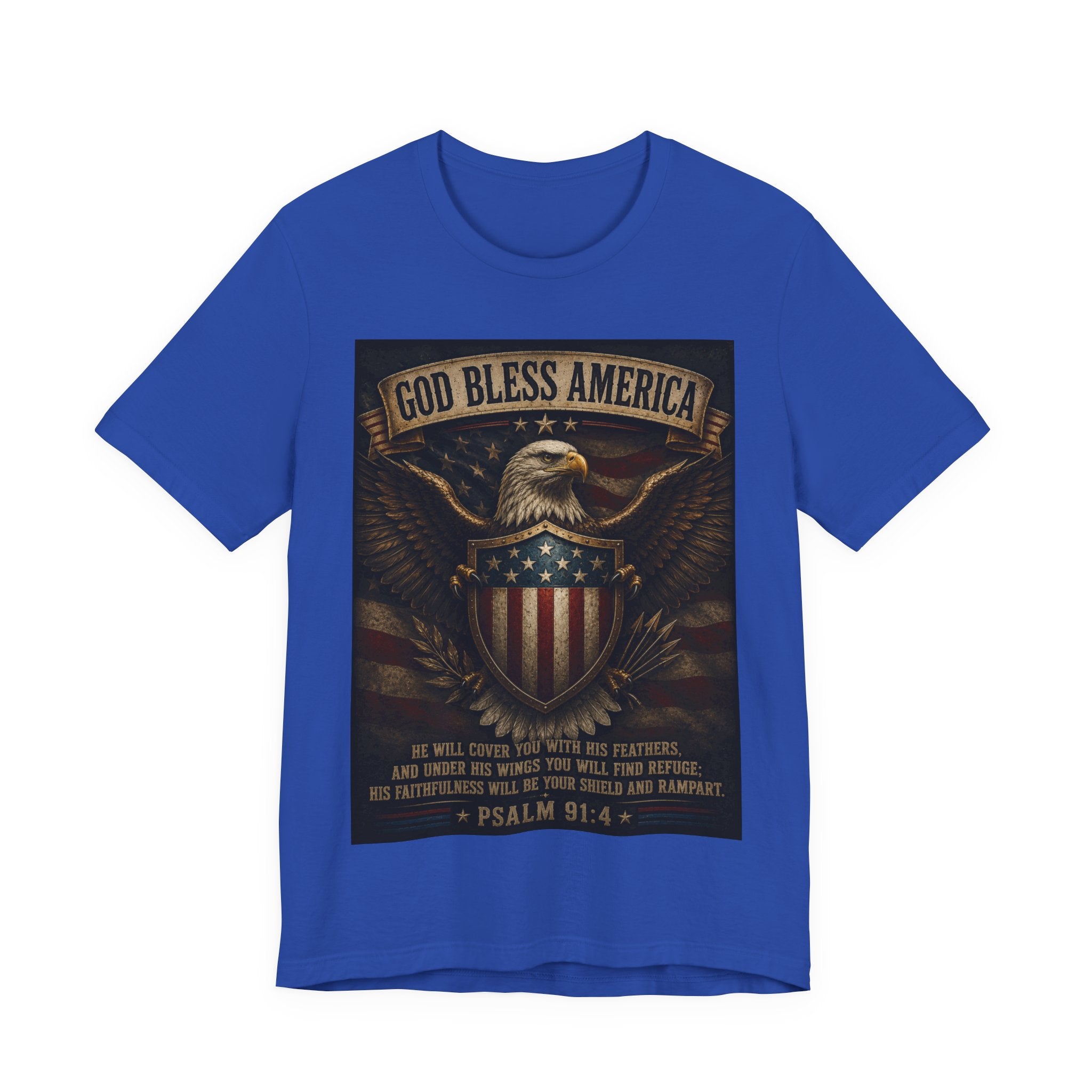 God Bless America Eagle T-Shirt – Patriotic Psalm 91:4 Graphic Tee