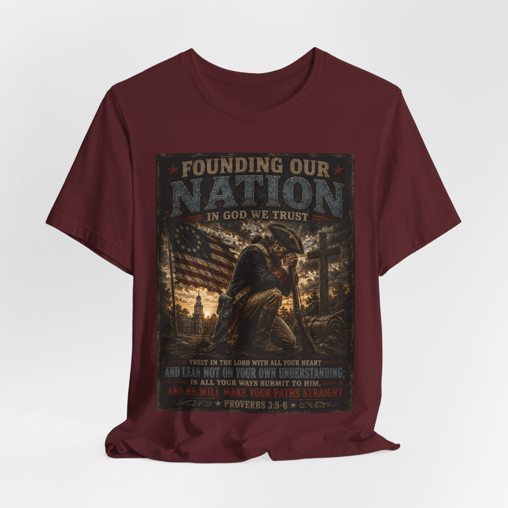 Founding Our Nation Eagle T-Shirt — "In God We Trust" Patriotic Christian Tee