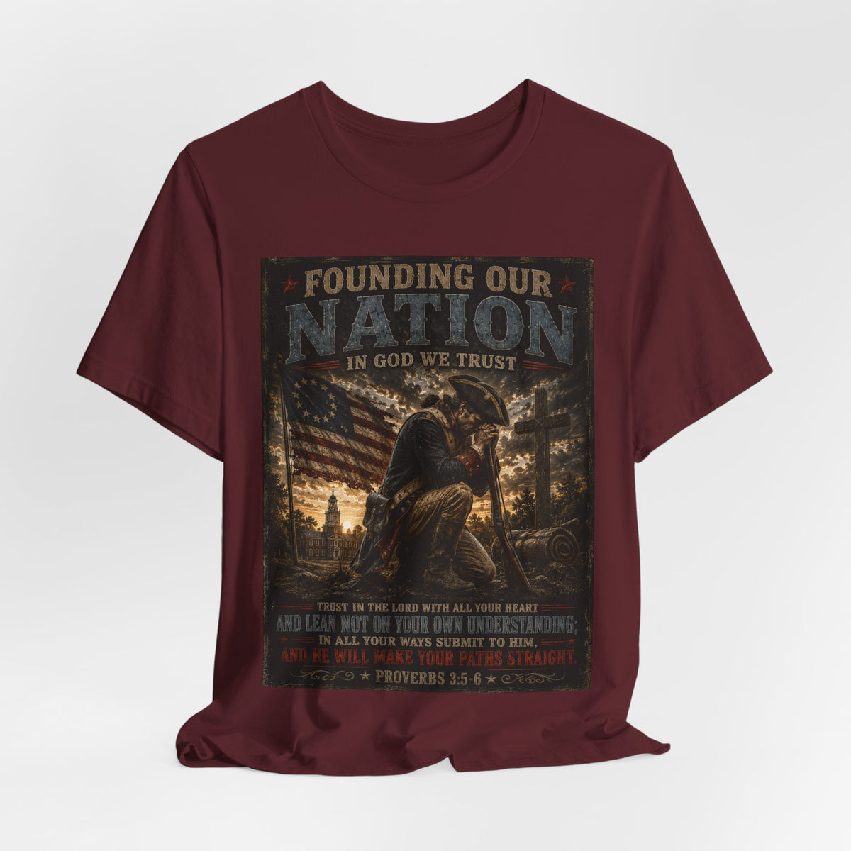 Founding Our Nation Eagle T-Shirt — "In God We Trust" Patriotic Christian Tee