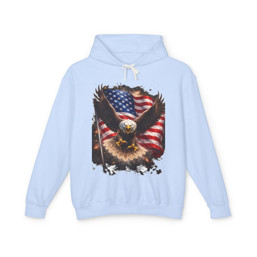American Eagle Flag Hoodie — Patriotic Bald Eagle sweatshirt for 4th of July & Veterans