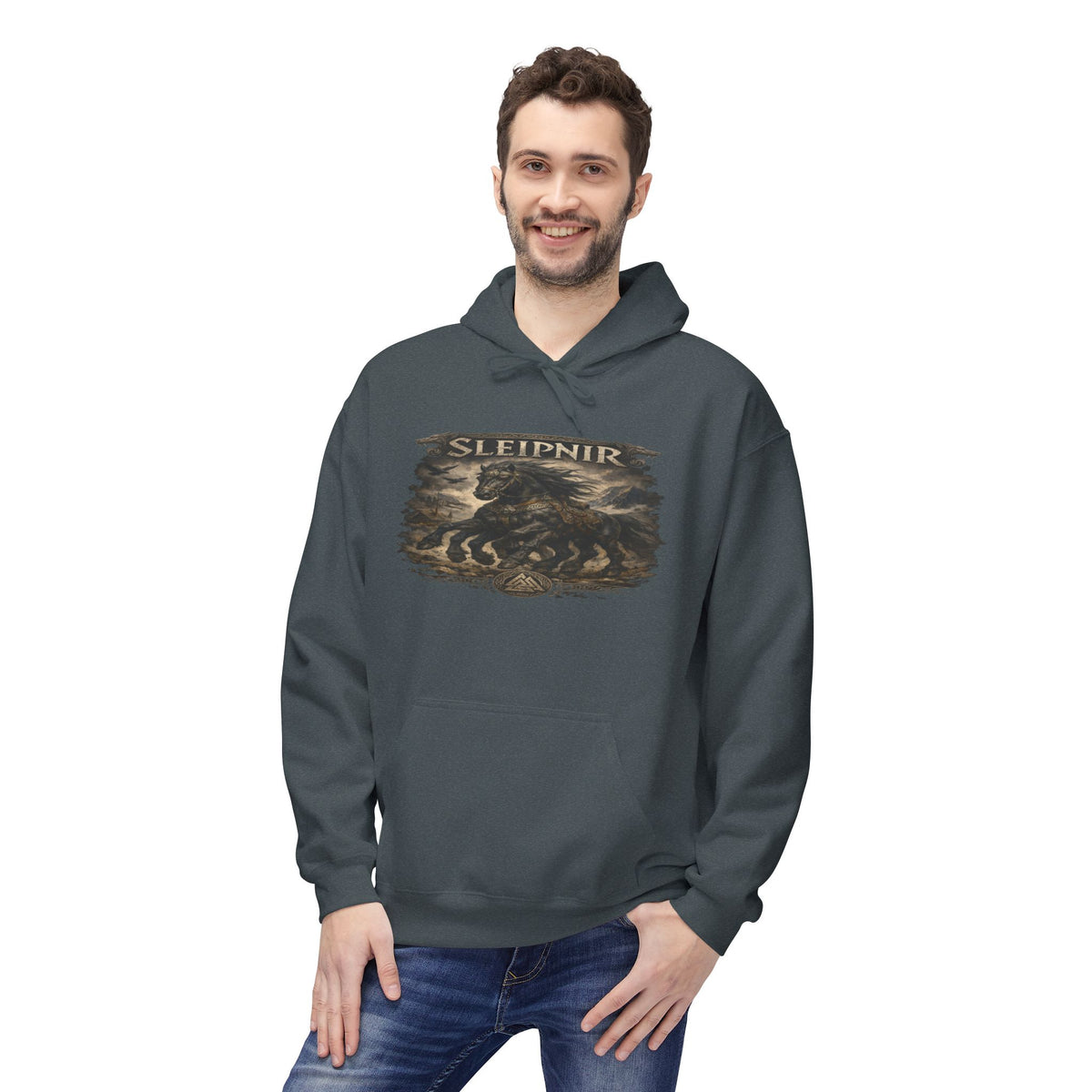 Sleipnir Viking Horse Hoodie — Norse Mythology Odin Sleipnir Graphic Sweatshirt