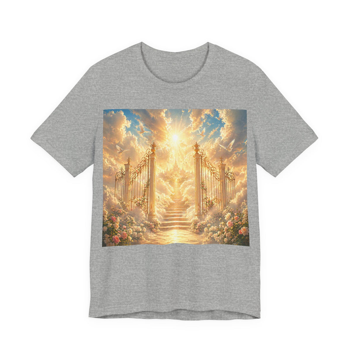 Heavenly Gates Graphic Tee — Celestial Stairs & Sunlight T-Shirt