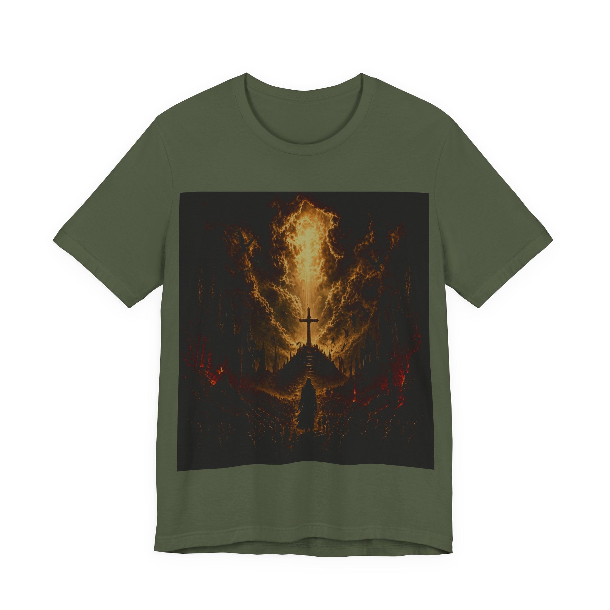 Christian Cross Flames T-Shirt — Fiery Faith Graphic Tee