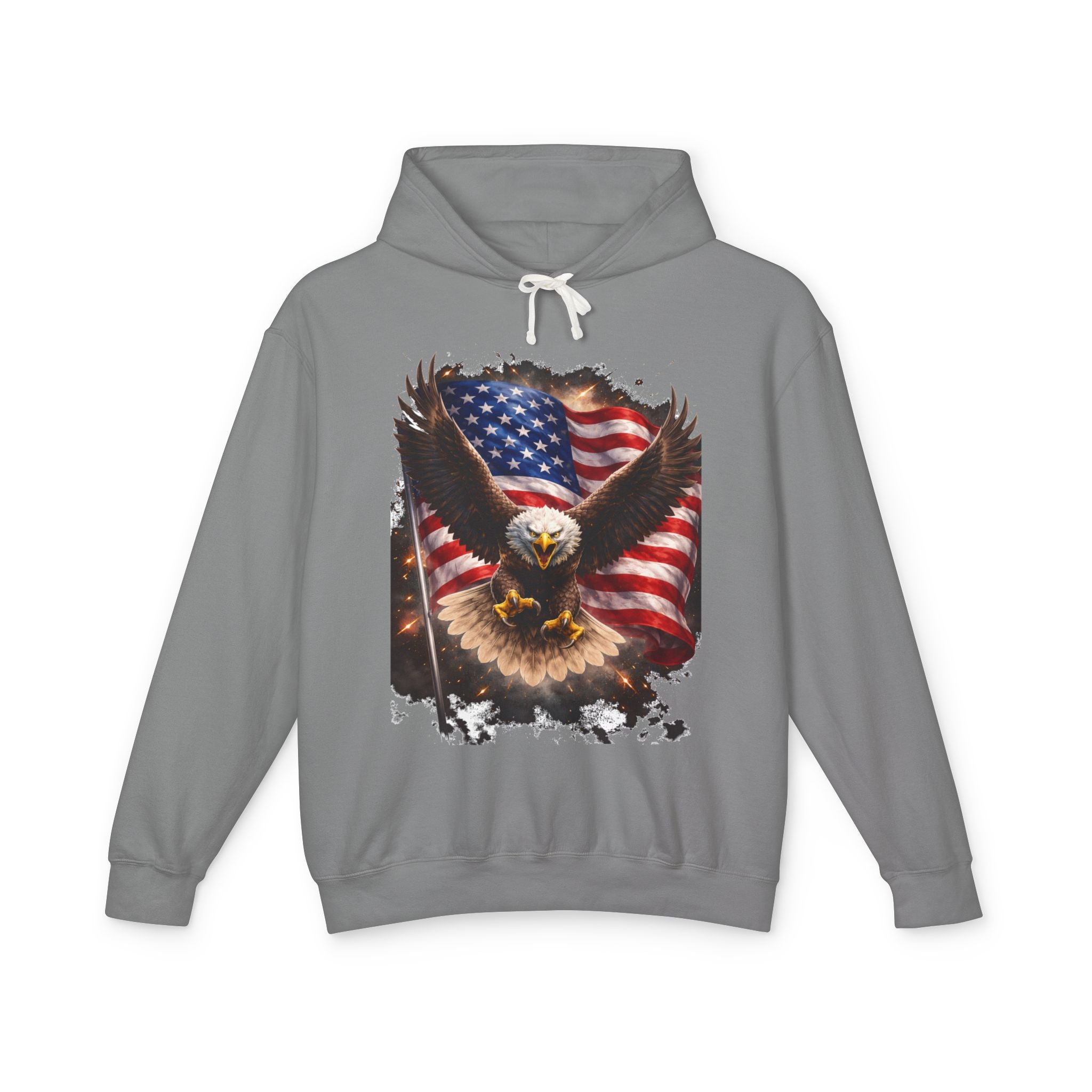 American Eagle Flag Hoodie — Patriotic Bald Eagle sweatshirt for 4th of July & Veterans