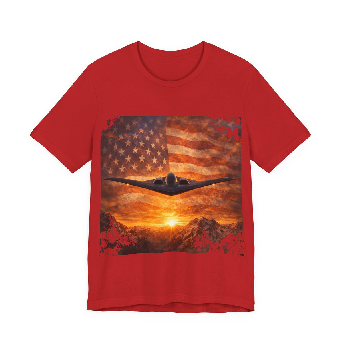 American Flag Bomber Plane T-Shirt — Patriotic Military Aviation Tee
