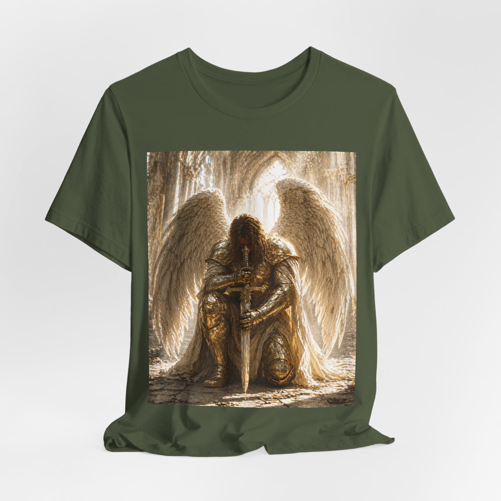 Guardian Angel Graphic Tee — Praying Winged Warrior T-Shirt