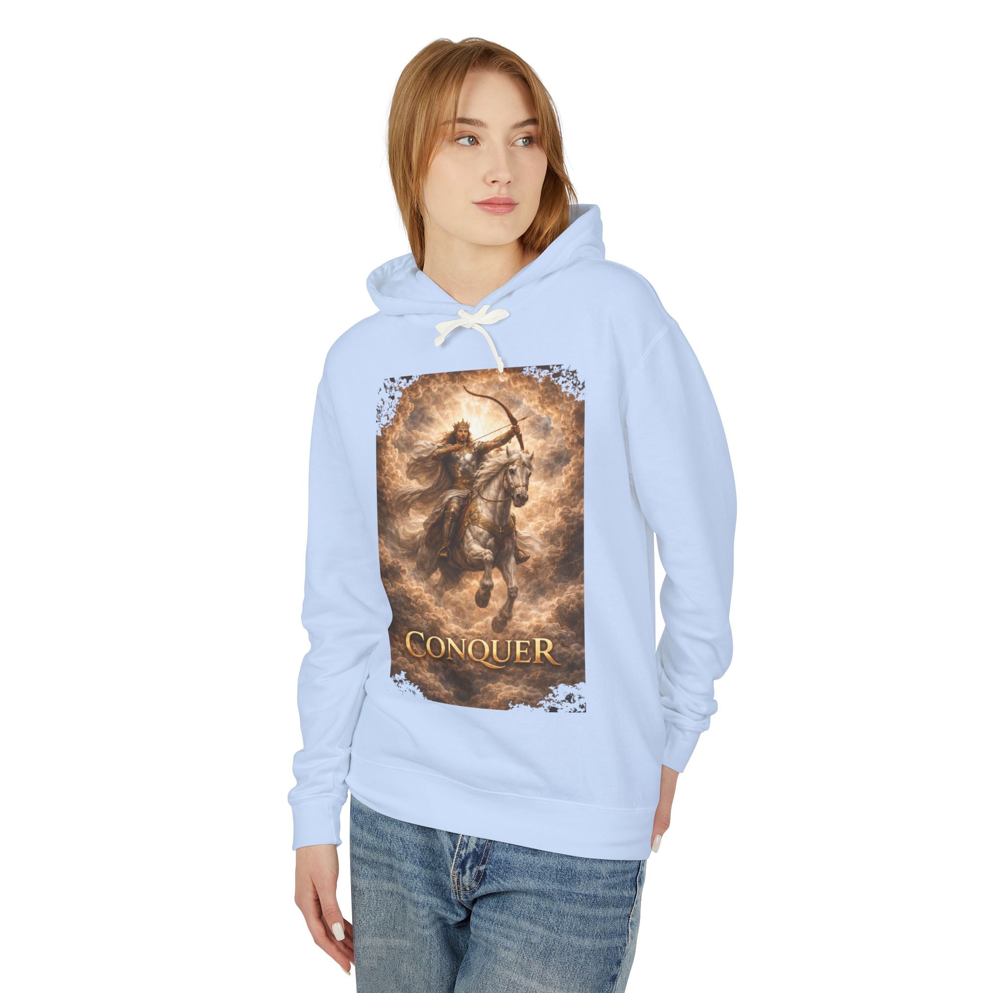 The white horse from Revelation 6:1-2! Conquer Warrior Hoodie — Fantasy Archer Graphic Pullover