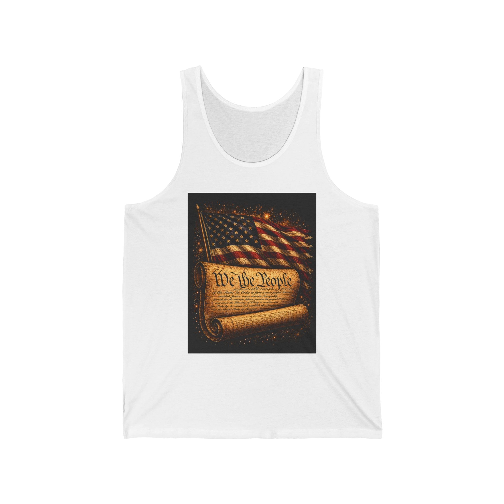 Patriotic "We the People" Tank Top – American Flag & Constitution Graphic