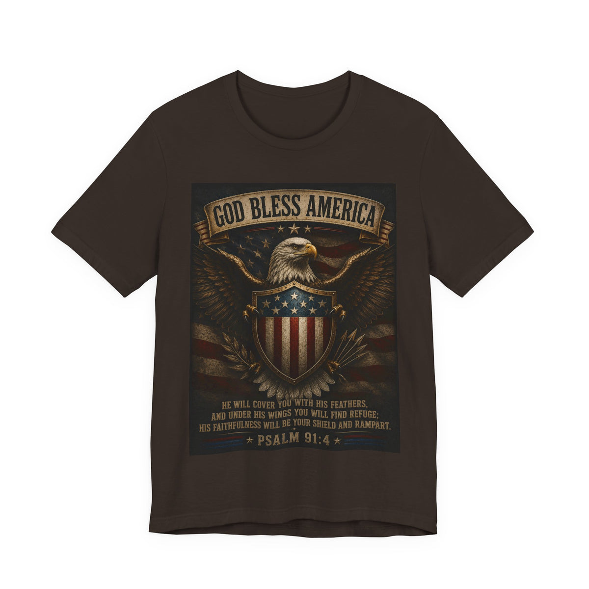 God Bless America Eagle T-Shirt – Patriotic Psalm 91:4 Graphic Tee