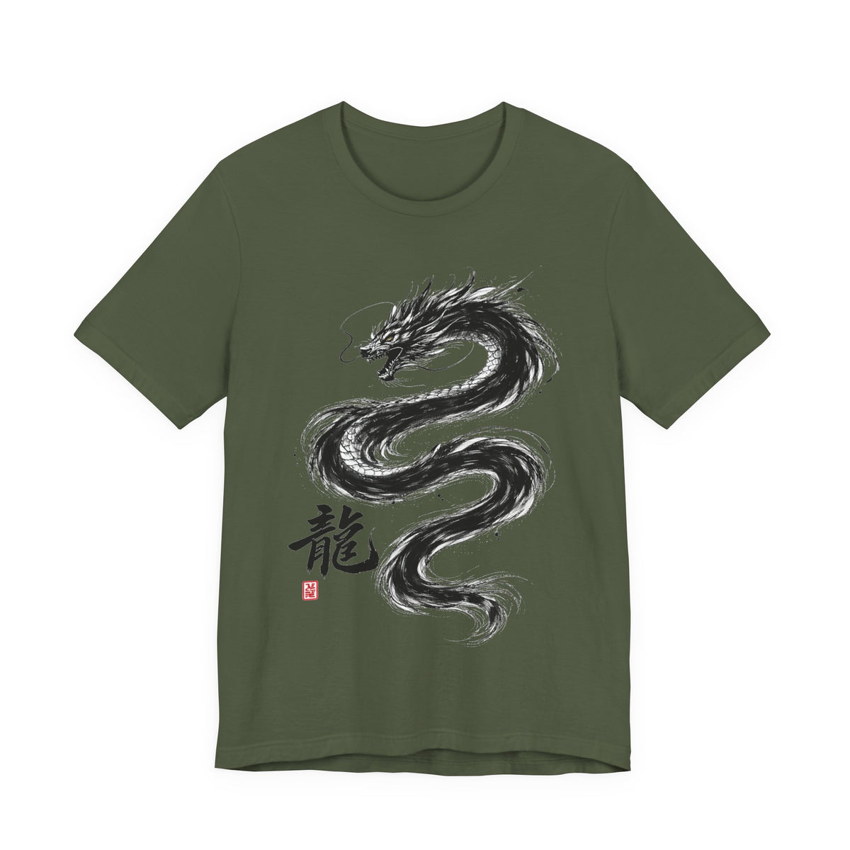 Dragon Brushstroke Tee — Asian Ink Dragon T-Shirt